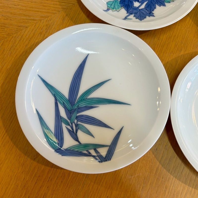 今泉今右衛門窯 色鍋島 銘々皿 5枚セット 16.5cm 錦花絵 笹絵 絵変わり