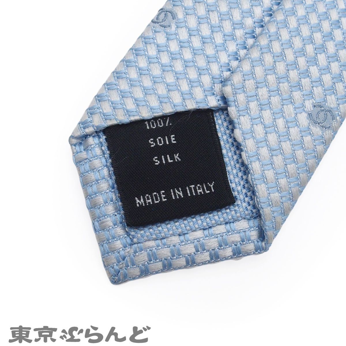 シャネル CHANEL ネクタイ ライトブルー シルク ココマーク メンズ