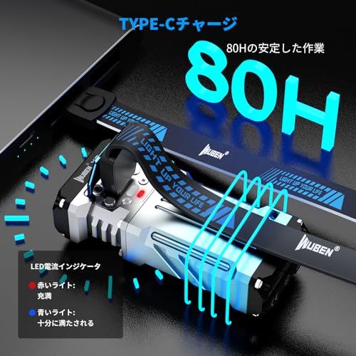 WUBEN(ウーベン) X2 強力 1800ルーメン 充電式懐中電灯 USB-C充電式