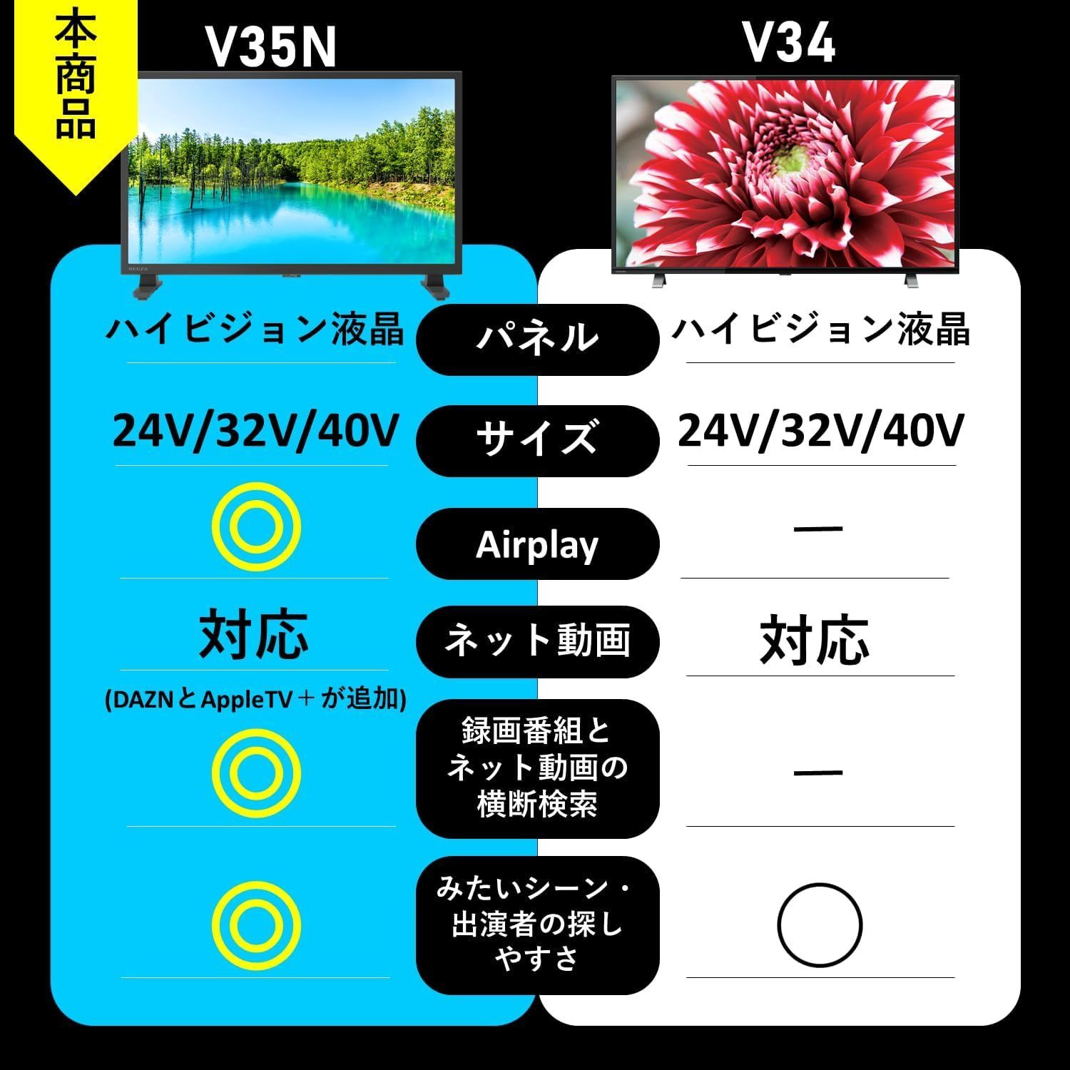 レグザ REGZA 32インチ Airplay ネット動画対応 ハイビジョン V35N