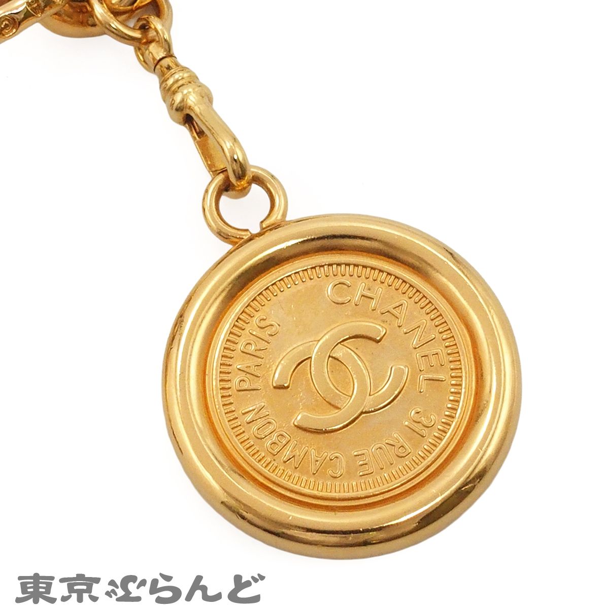 シャネル CHANEL チェーンベルト ゴールドxブラック メタル レザー