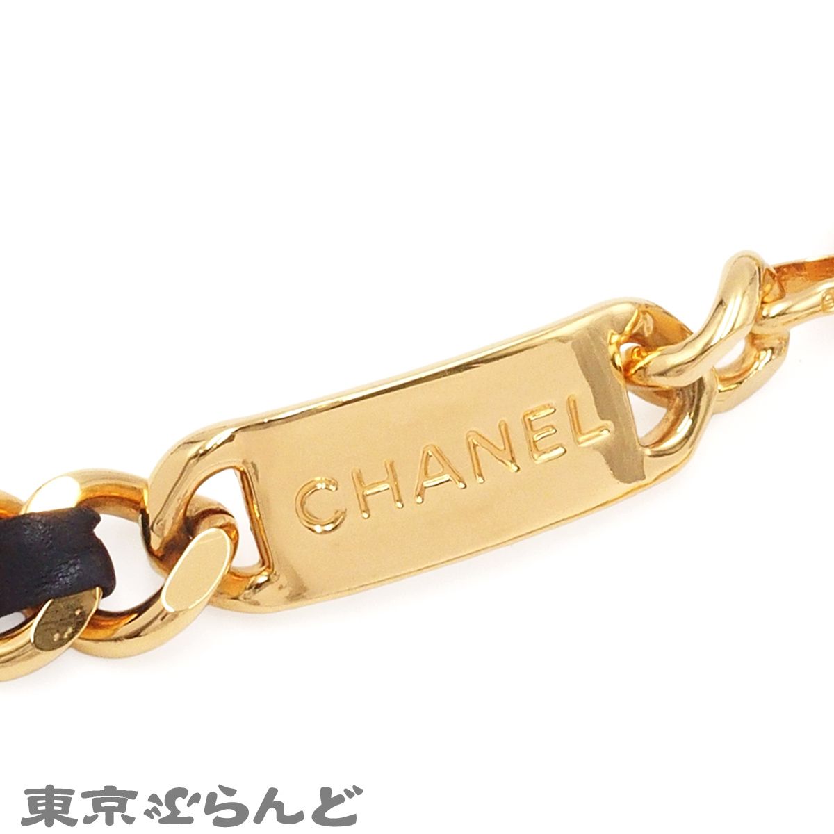 シャネル CHANEL チェーンベルト ゴールドxブラック メタル レザー