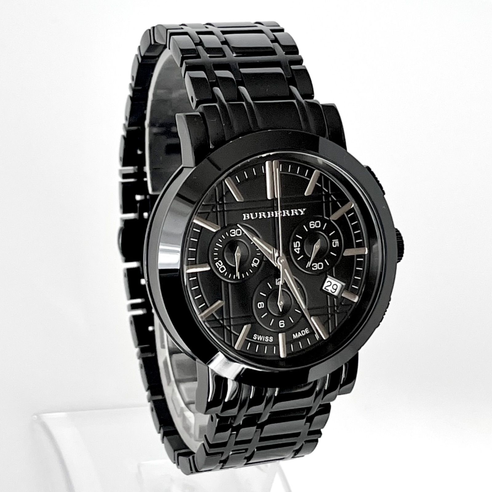 バーバリー BU1373 メンズ 腕時計 磨き済み クロノグラフ 美品