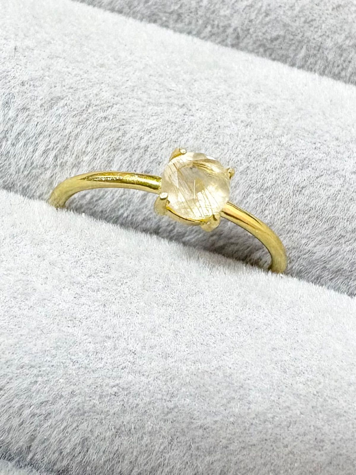 宝石質ルチルクォーツAAA- ラウンドカットリング（Silver925／K18