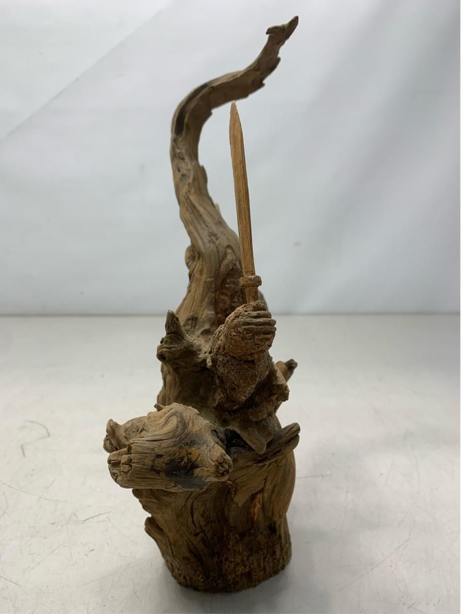 貴重 根彫 不動明王 人物像 木彫り 骨董 流木 アート 仏教美術 レトロ