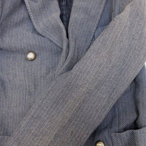 ボリオリ BOGLIOLI ヘリンボーン テーラードジャケット 44 ブルー