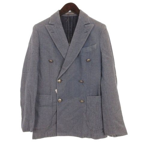 ボリオリ BOGLIOLI ヘリンボーン テーラードジャケット 44 ブルー