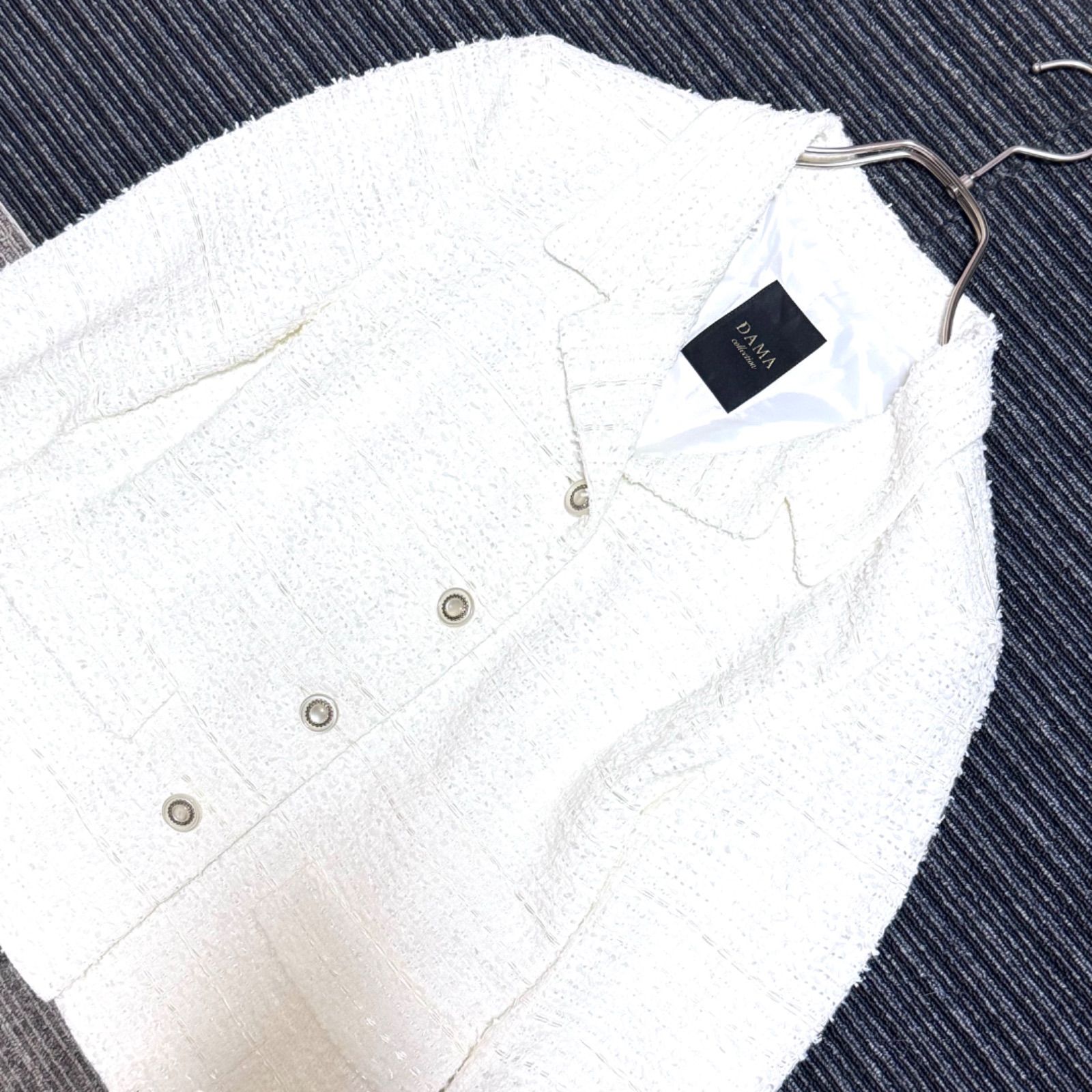 DAMA collection 極美品 ラメツイードジャケット 白 9AR - メルカリ