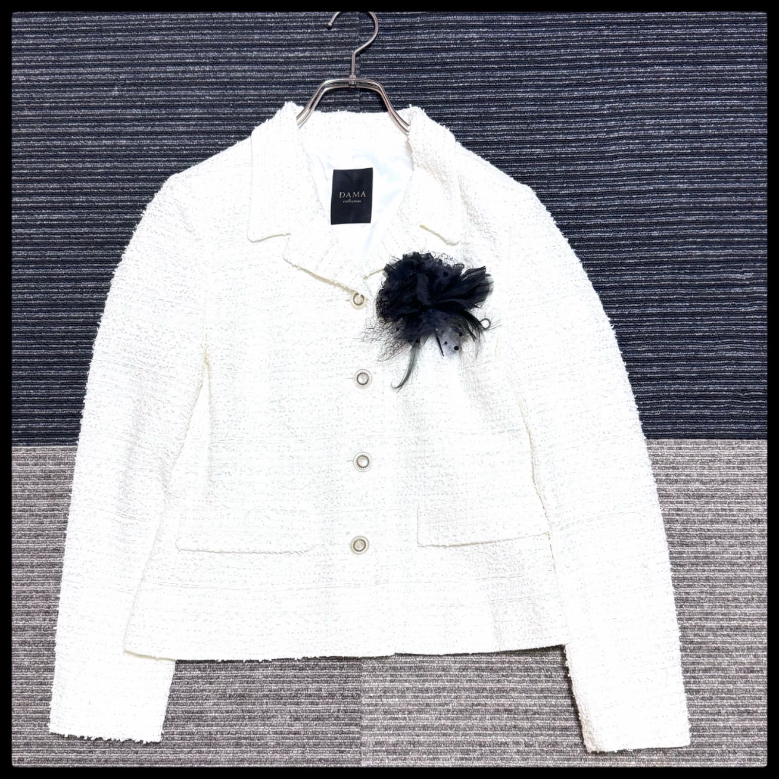 DAMA collection 極美品 ラメツイードジャケット 白 9AR - メルカリ