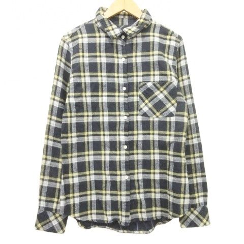 ヤヌーク YANUK チェック シャツ カットソー トップス S 紺 ネイビー