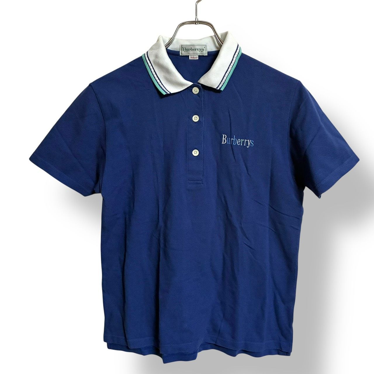 BURBERRY ポロシャツ ブルー 半袖 ロゴ入り カジュアル バーバリーズ