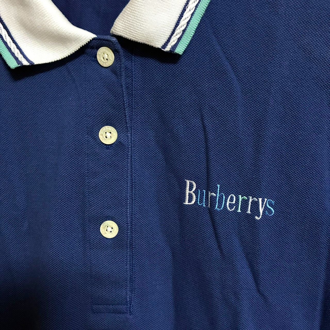 BURBERRY ポロシャツ ブルー 半袖 ロゴ入り カジュアル バーバリーズ 