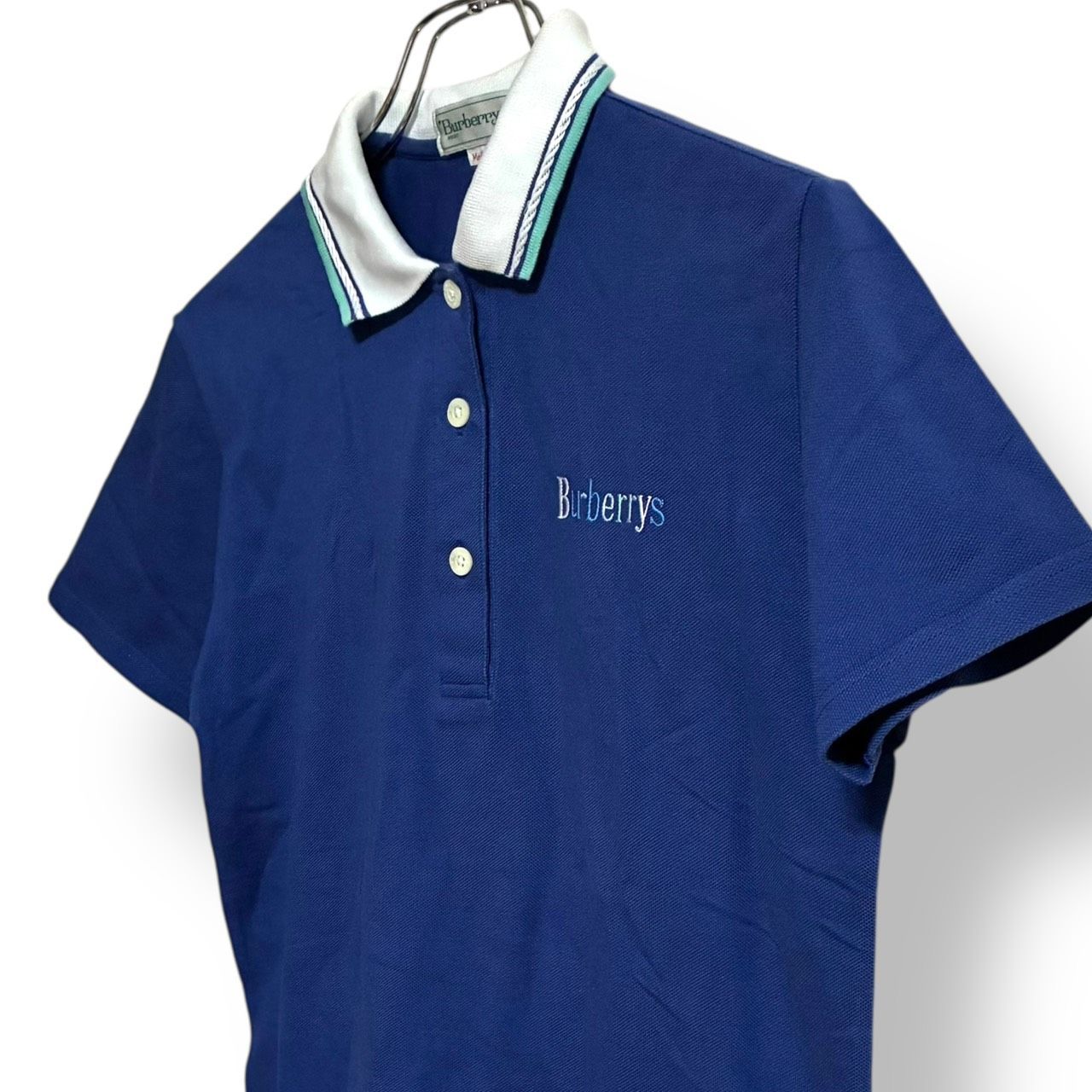 BURBERRY ポロシャツ ブルー 半袖 ロゴ入り カジュアル バーバリーズ
