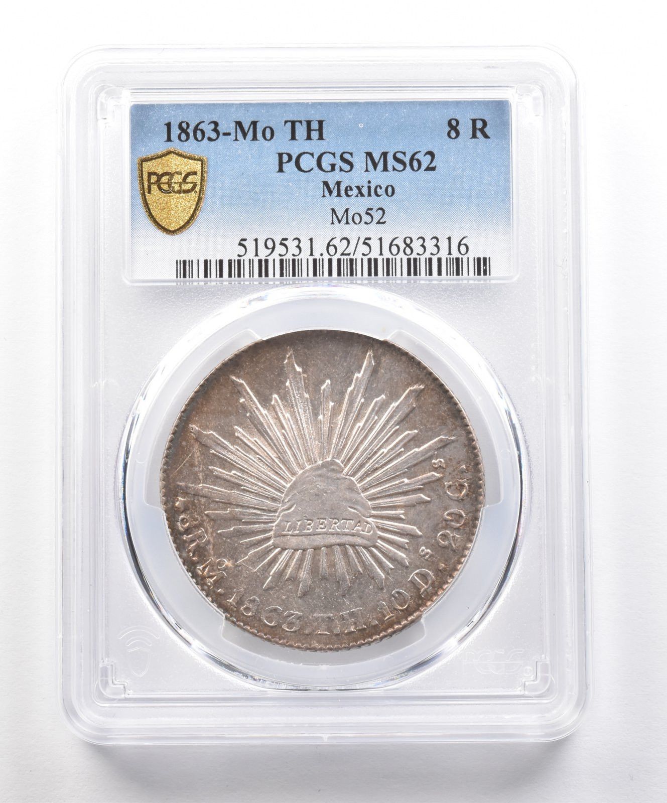 1863 Mo TH メキシコ 8 レアル Mo52 MS62 PCGS *6218 - メルカリ