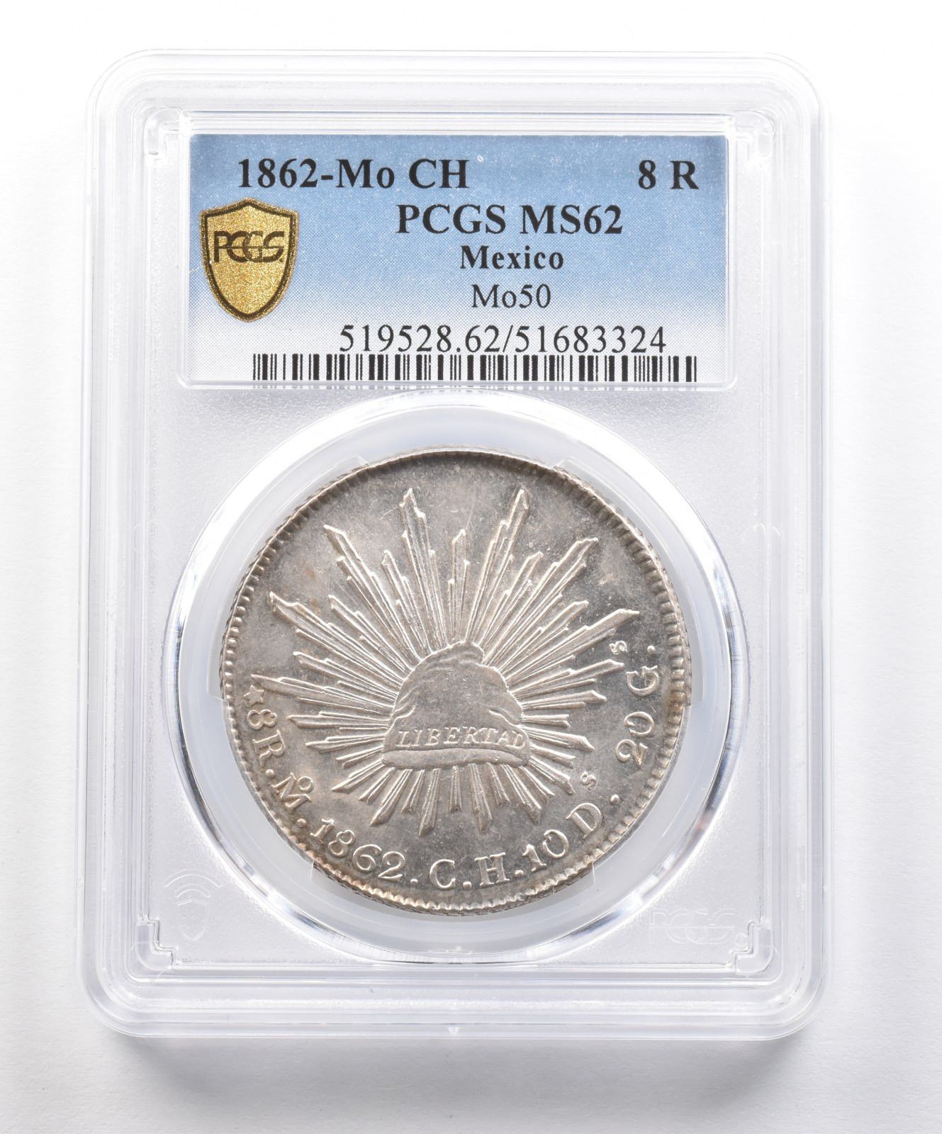 1862 Mo CH メキシコ 8 レアル Mo50 MS62 PCGS *6222 - メルカリ