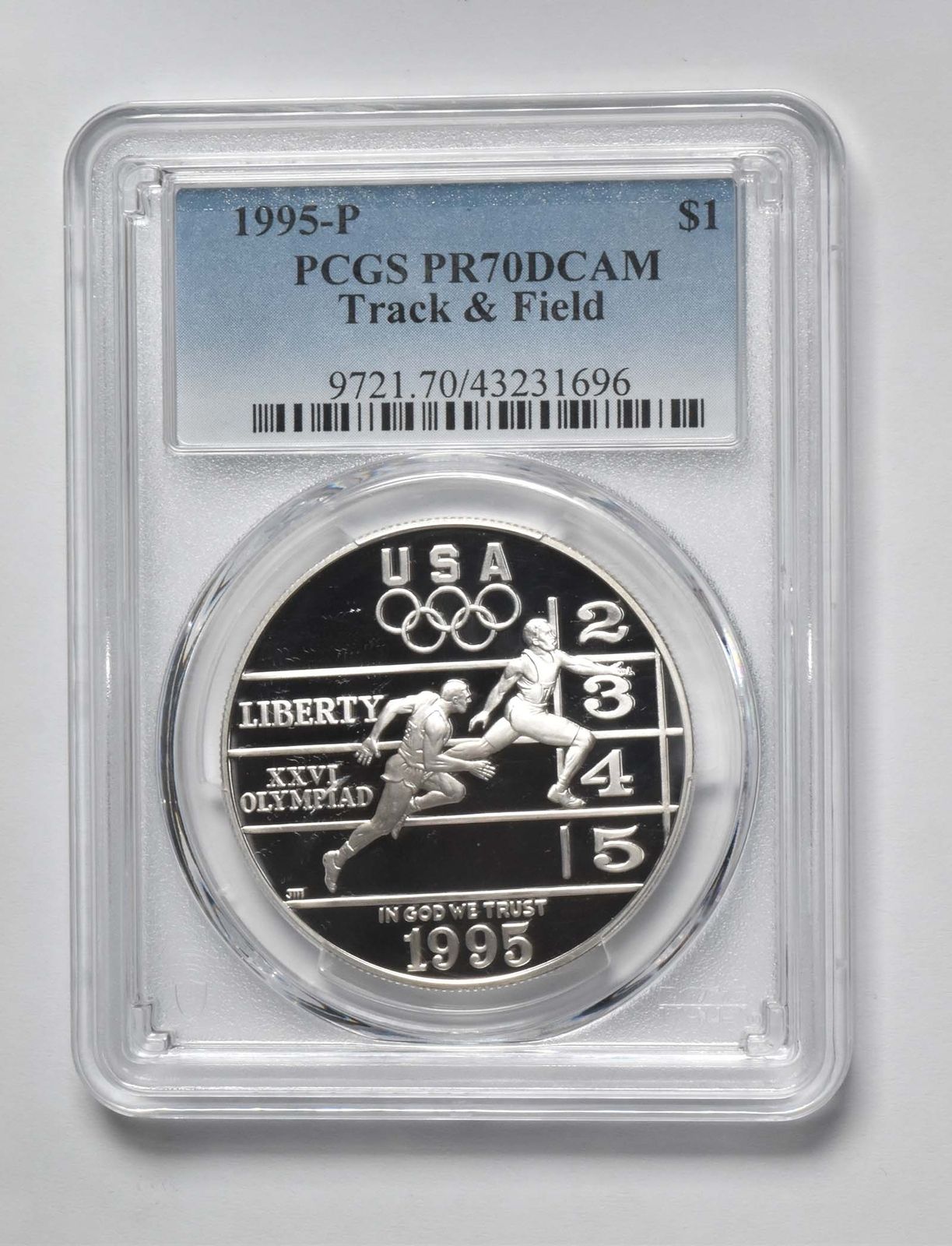 PR70 1995年 P オリンピック - 陸上競技記念 $1 PCGS ブルーラベル