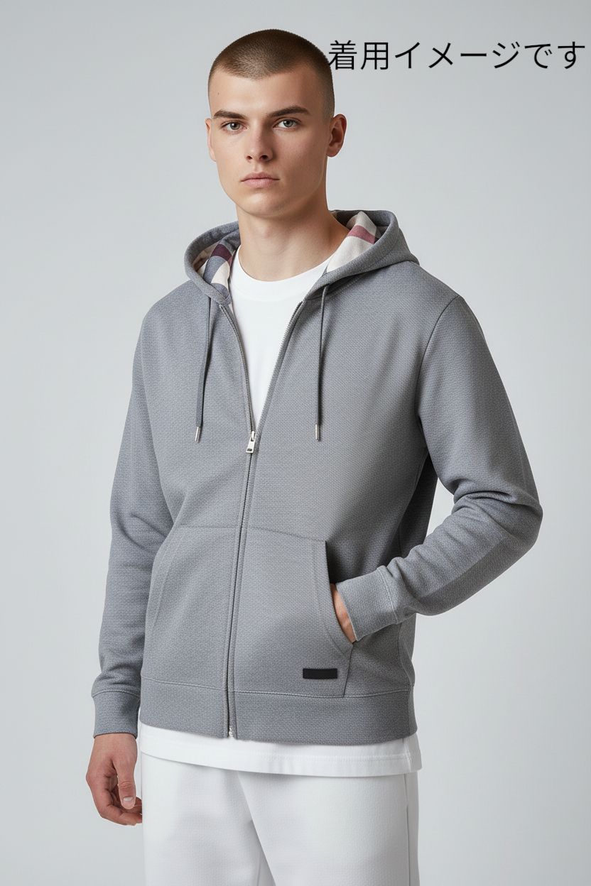 BLACK LABEL CRESTBRIDGE Gray Pique Zip Hoodie Men