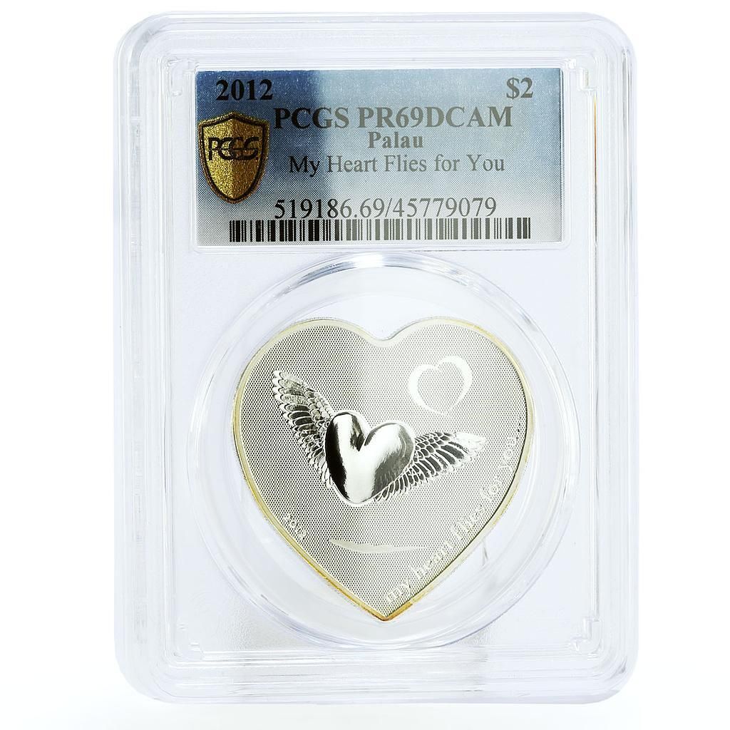 パラオ 2ドル My Heart FliesYou Love Gift PR69 PCGS 銀貨 2012年