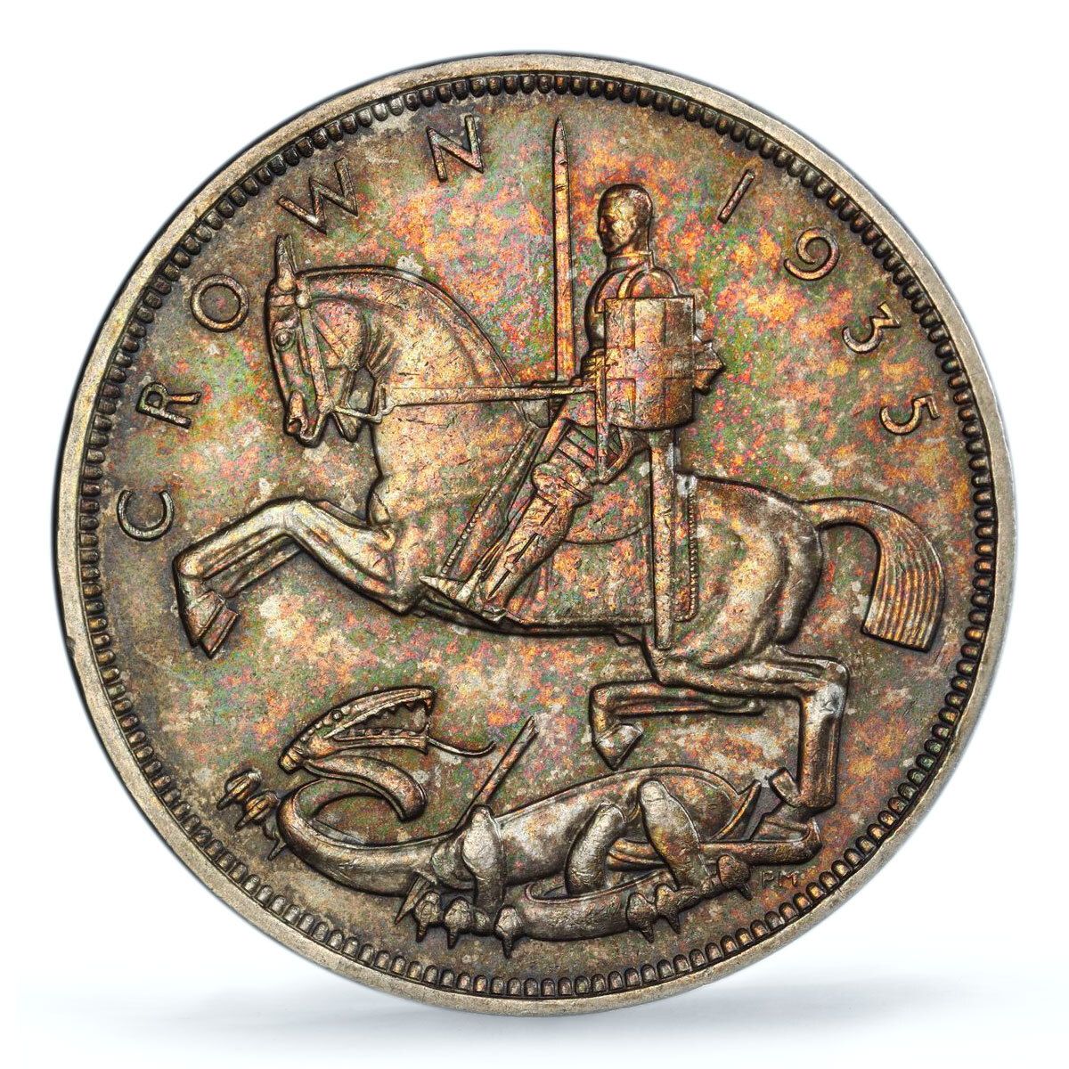 イギリス 1クラウン ジョージ5世 セントジョージ KM-842 MS63 PCGS