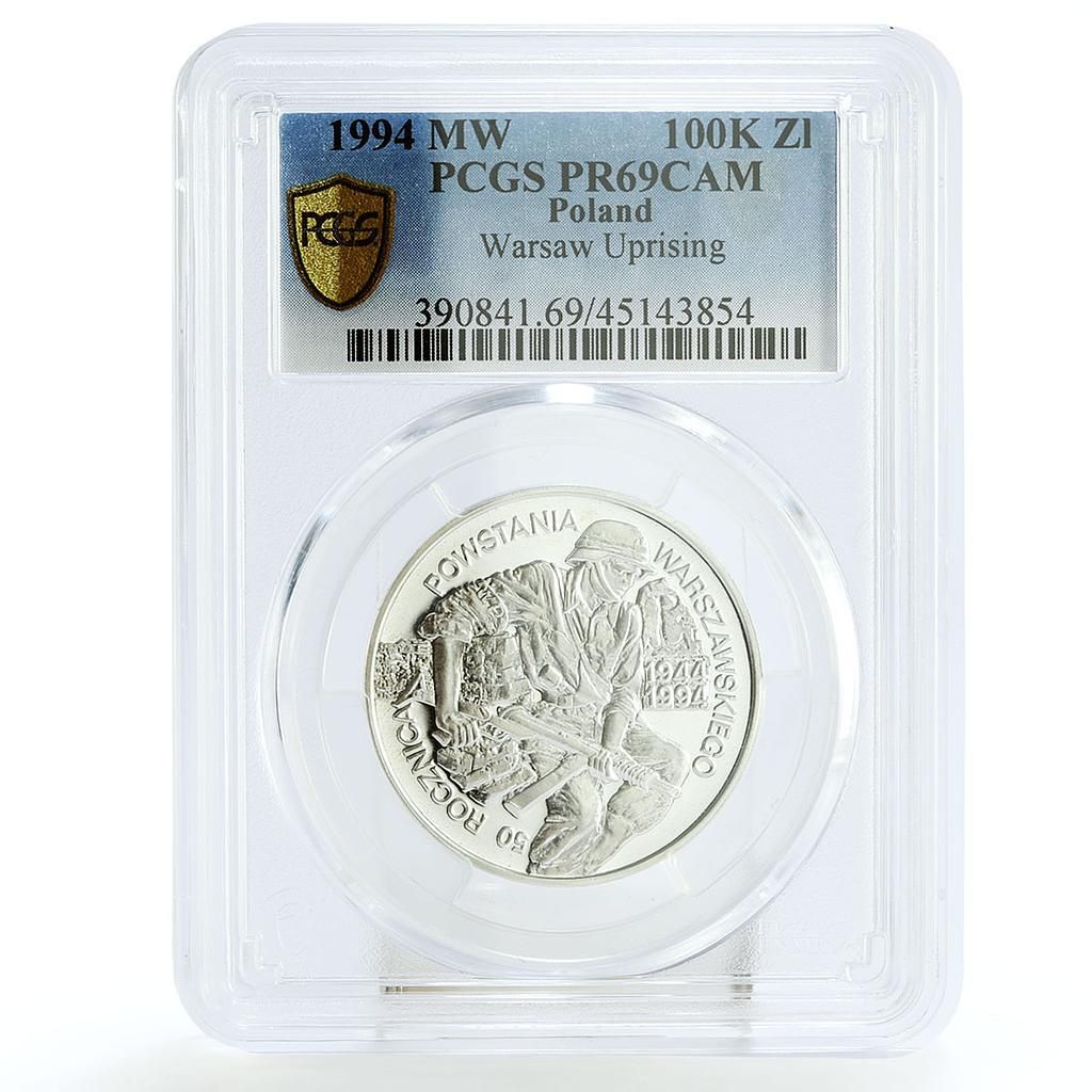 ポーランド 100000ズウォティ 50周年記念 ワルシャワ蜂起 PR69 PCGS