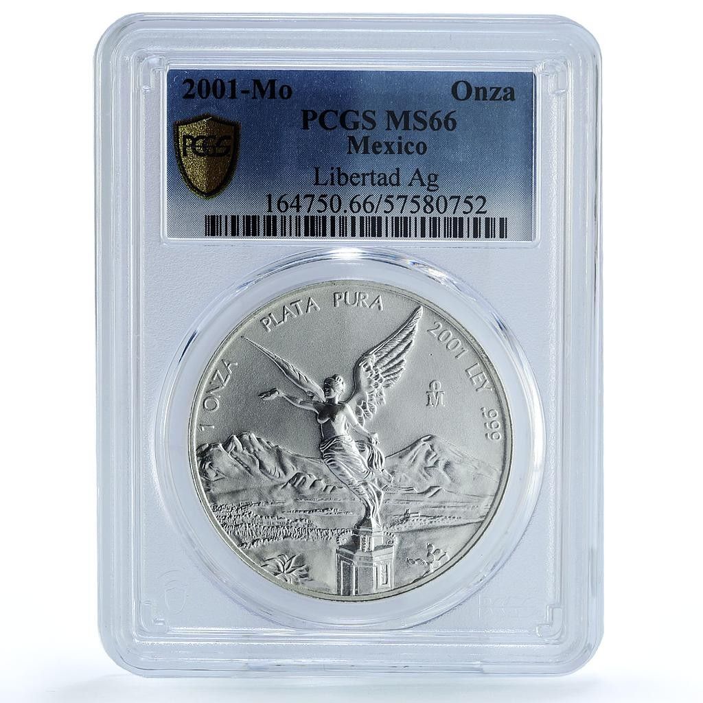 メキシコ 1オンザ・リベルタッド 独立の天使 KM-639 MS 66 PCGS 銀貨