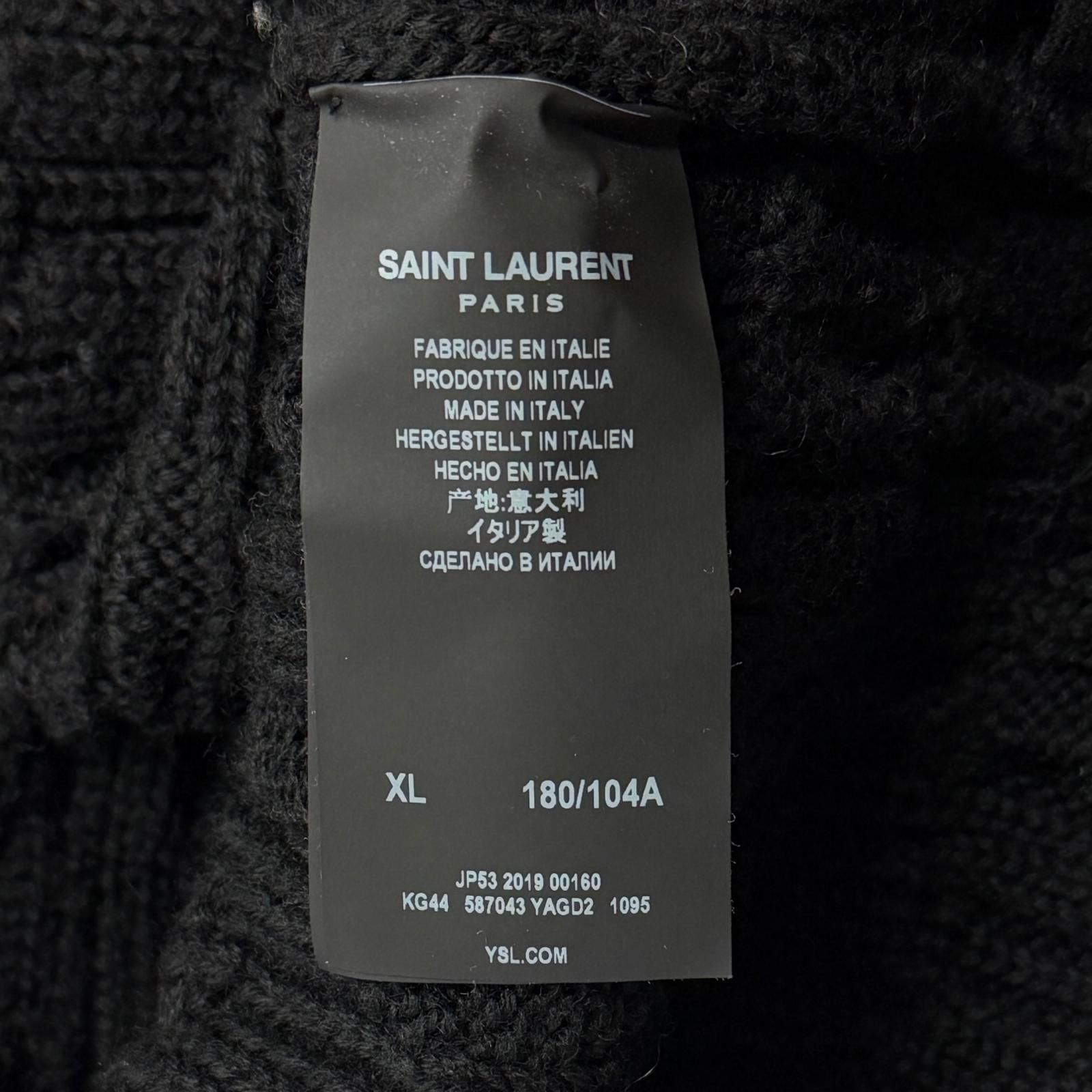 国内正規 SAINT LAURENT 19SS ボタンレスフーデッドケーブルニット