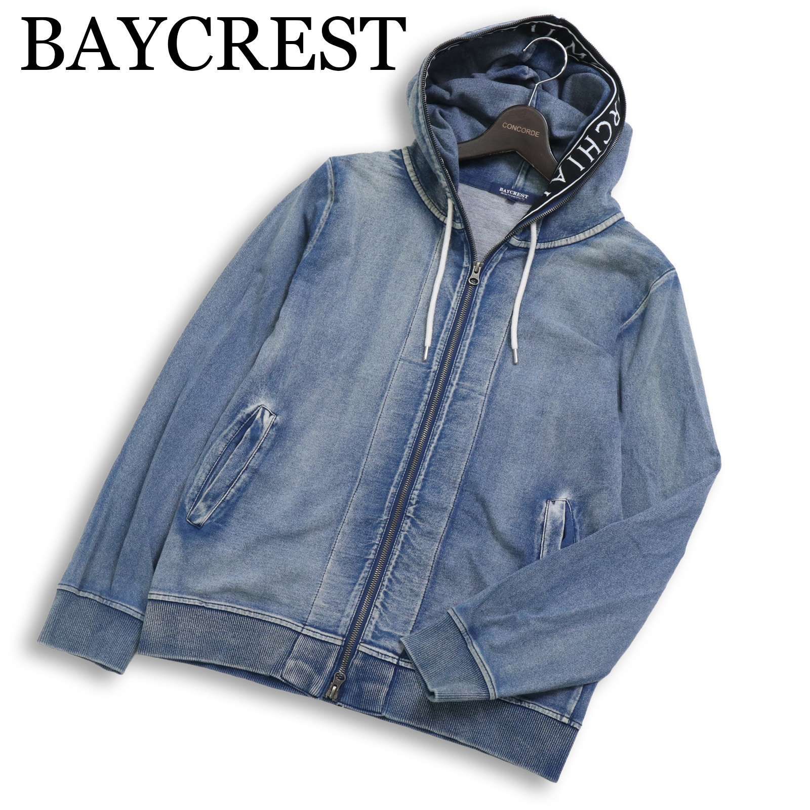 BAYCREST ベイクレスト 通年 ウォッシュ加工 スウェット デニム ジップ フーディー パーカー Sz.M メンズ