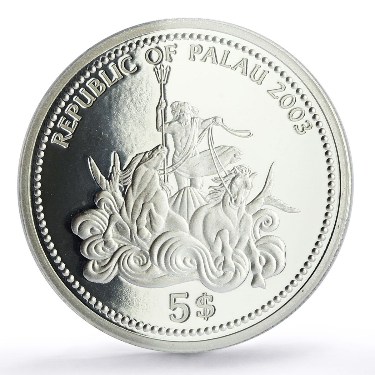 パラオ 5ドル 海洋生物保護 2匹のキラキラ魚 PR68 PCGS 銀貨 2003年