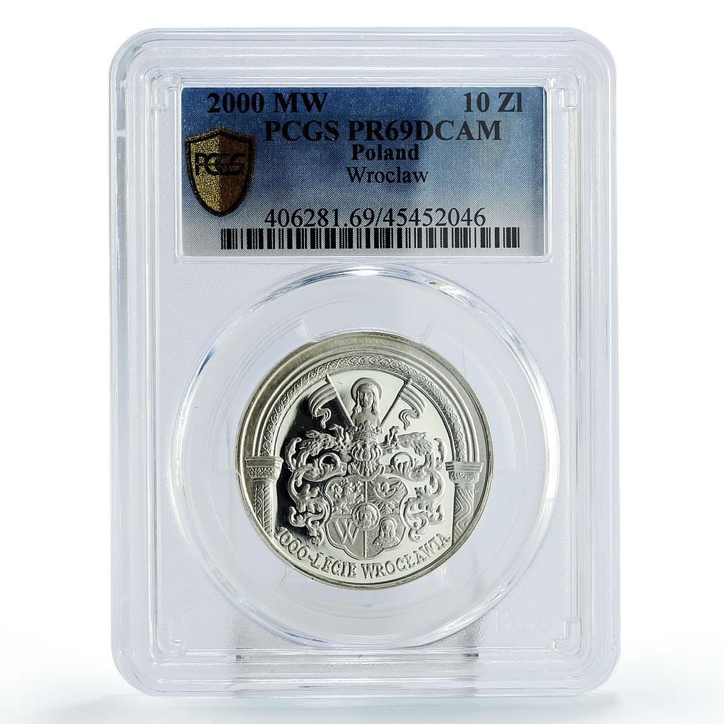 ポーランド 10ズウォティ ヴロツワフ市建立100周年記念 PR69 PCGS 銀貨