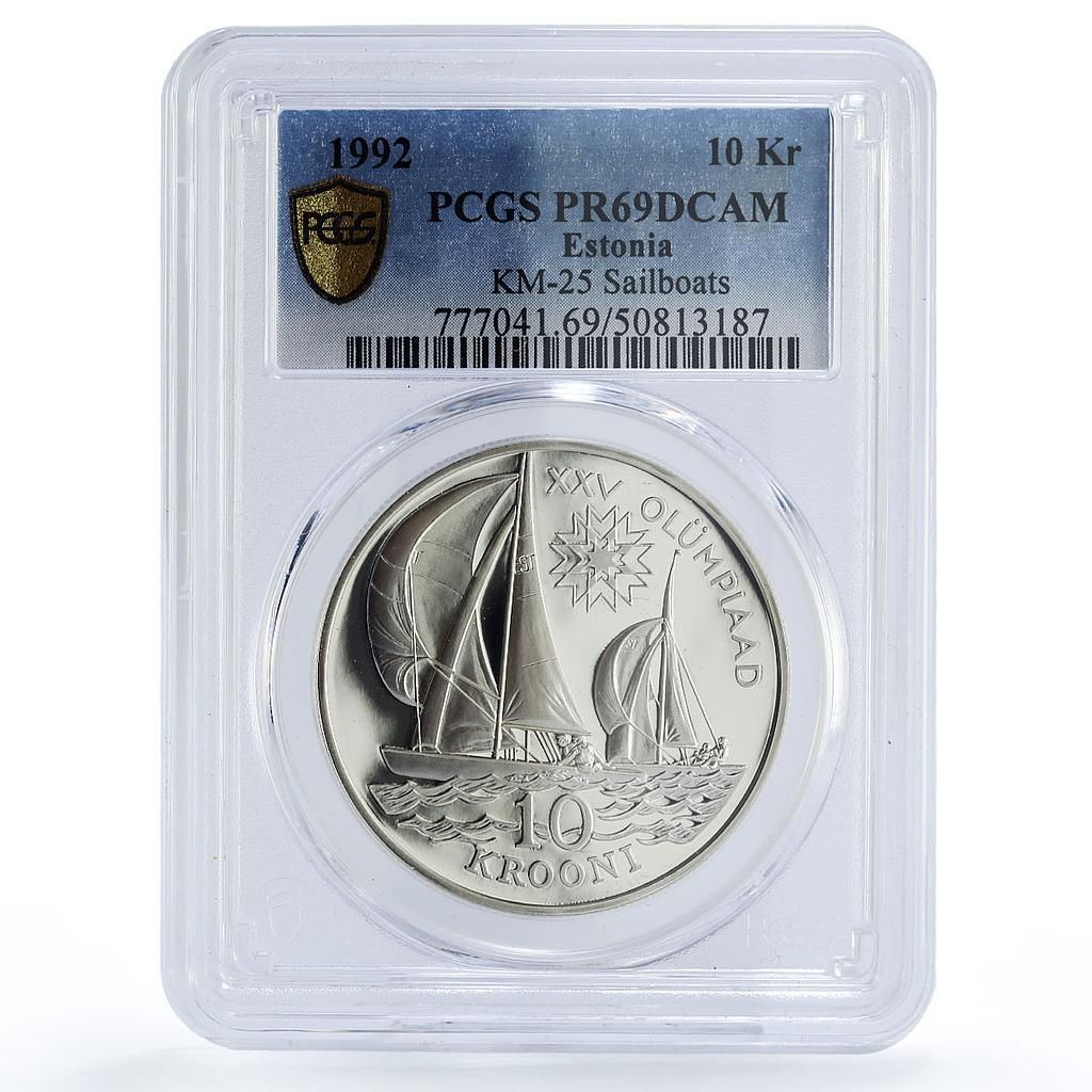 エストニア 10 クローネ バルセロナオリンピック ヨット PR69 PCGS