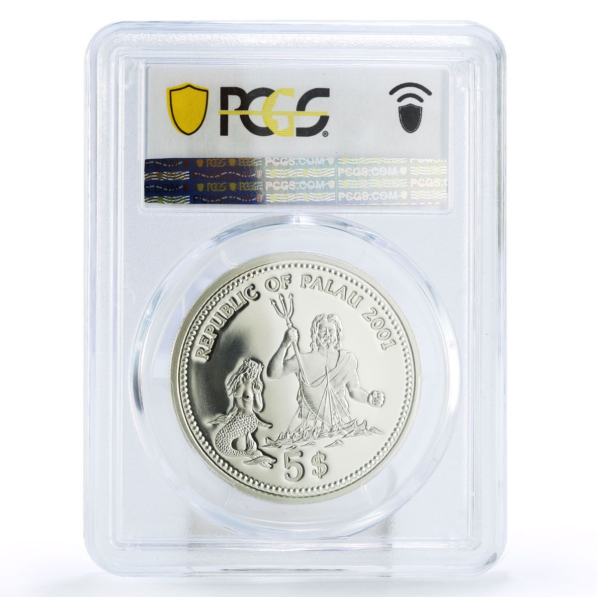 パラオ 5ドル 海洋生物保護 エンゼルフィッシュ PR69 PCGS 銀貨 2001年