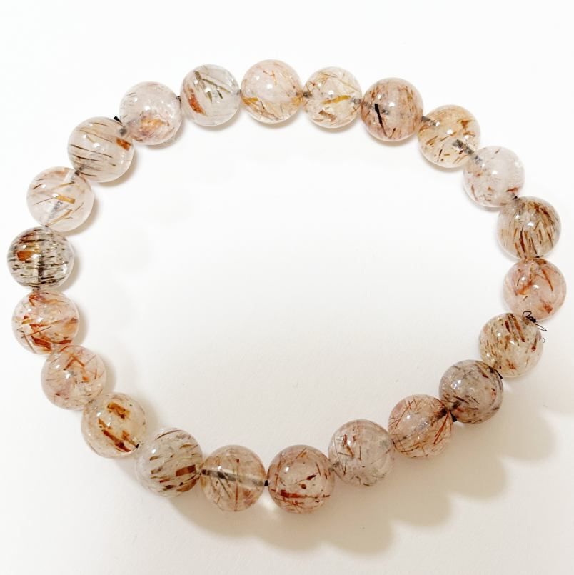 開運 パワーストーン ブレスレット ルチルクォーツ風 レッドブラウン