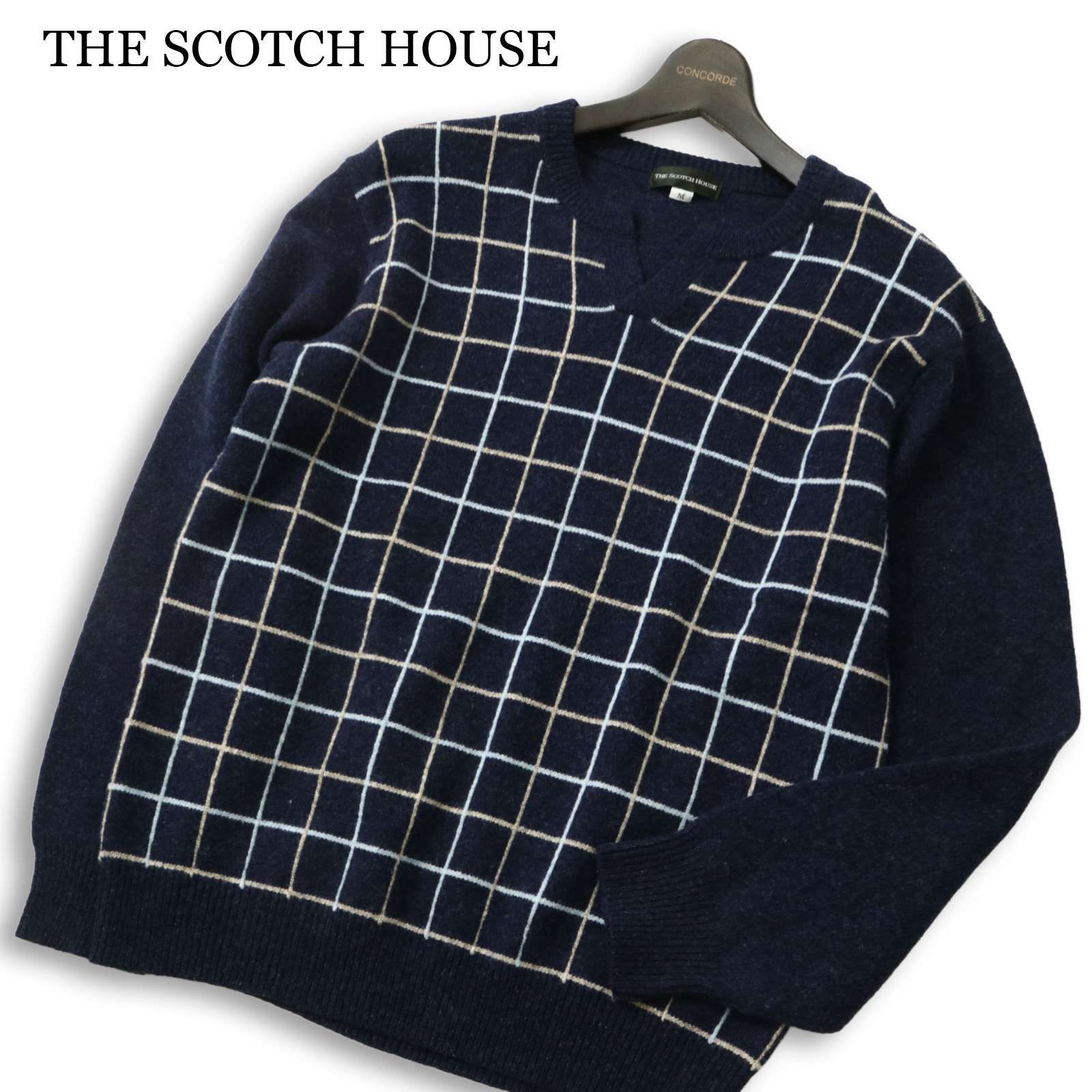 THE SCOTCH HOUSE スコッチハウス ウール☆ キーネック ウィンドウペン 