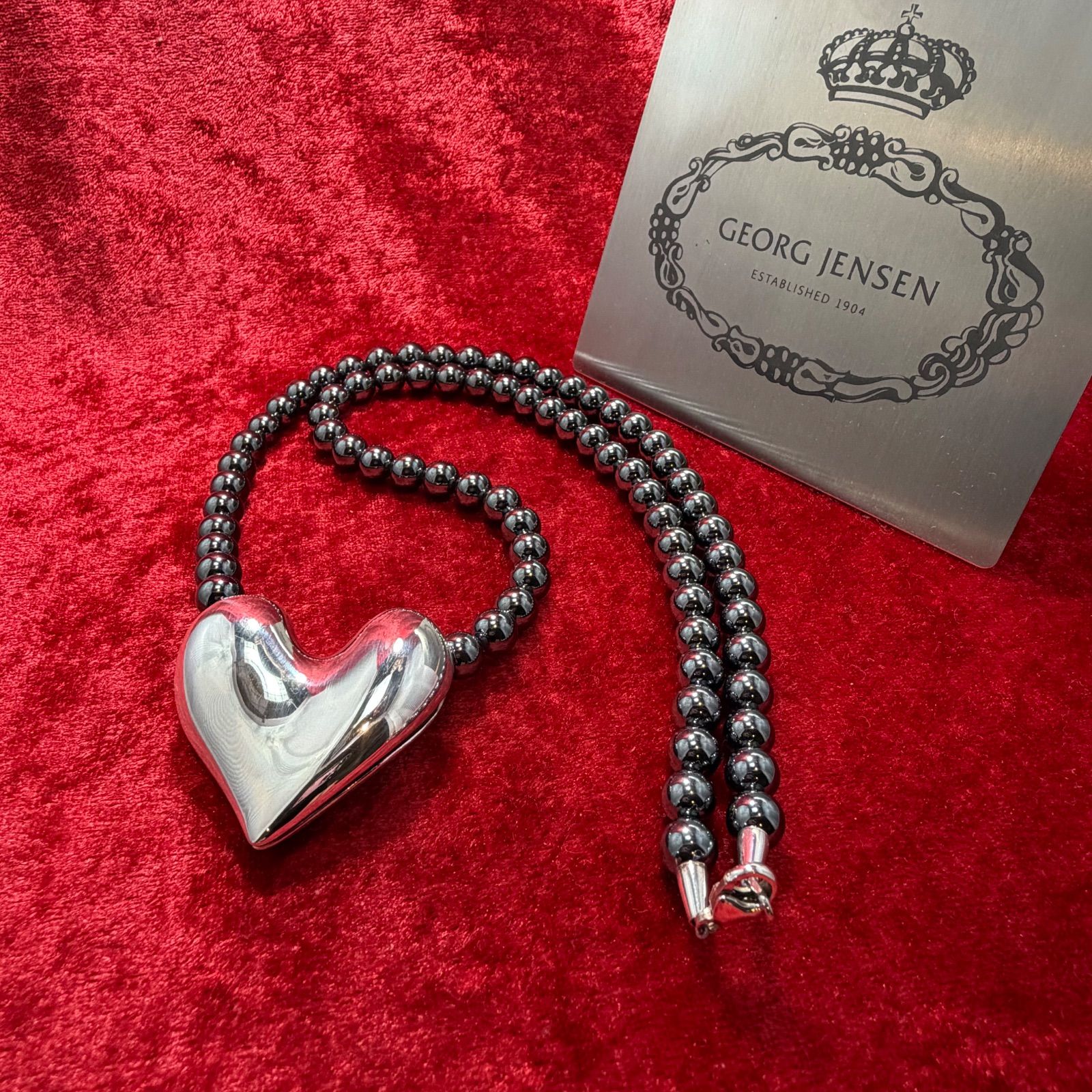美品 ハート ネックレス 108g ♯247B ラージサイズ ジョージジェンセン 