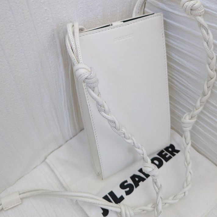 極美品】JIL SANDER タングル スマホショルダー ホワイト レザー 保存