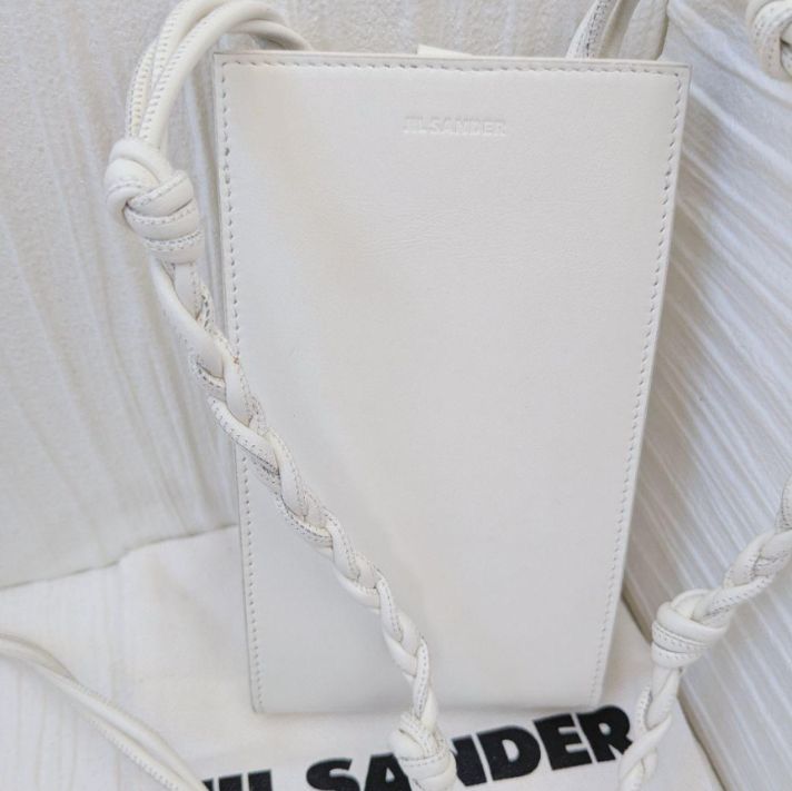 極美品】JIL SANDER タングル スマホショルダー ホワイト レザー 保存