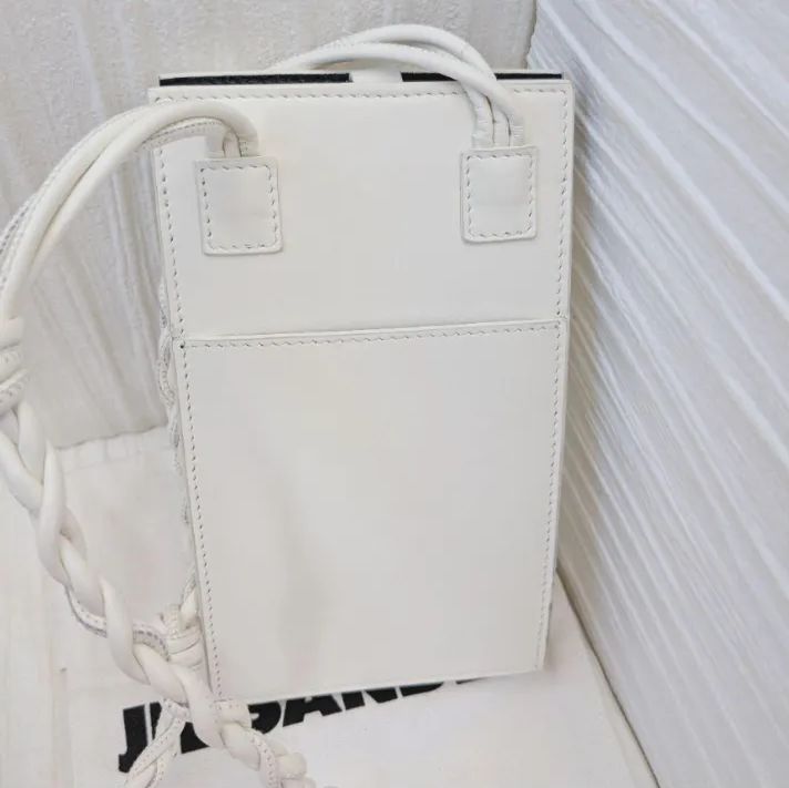 極美品】JIL SANDER タングル スマホショルダー ホワイト レザー 保存