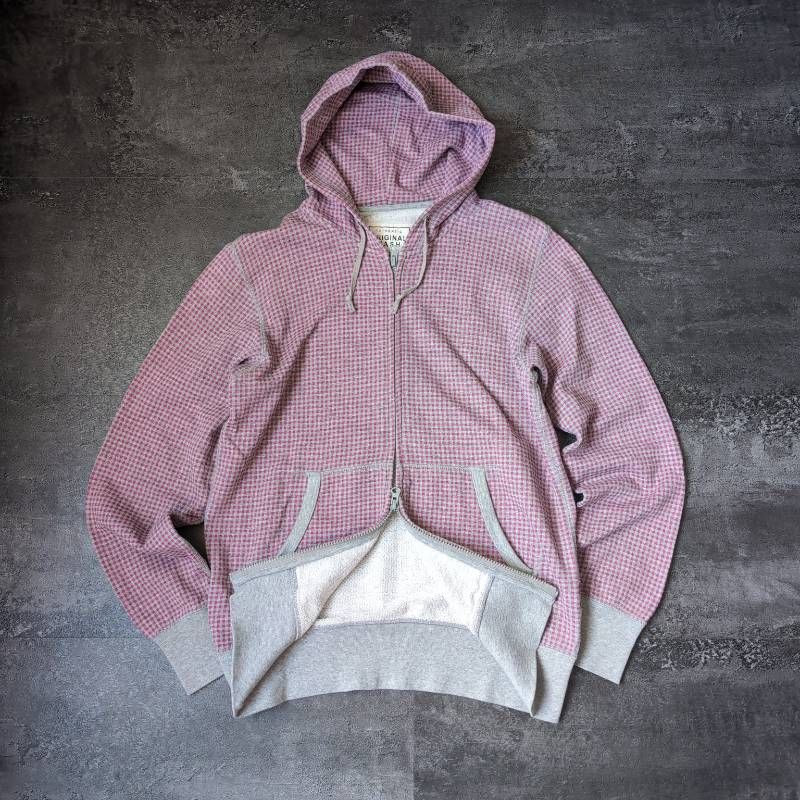 OLD UNIQLO Double Zip Hoodie Men's M Pink Gray Vintage y2k
