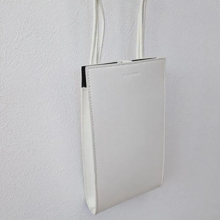 極美品】JIL SANDER タングル スマホショルダー ホワイト レザー 保存