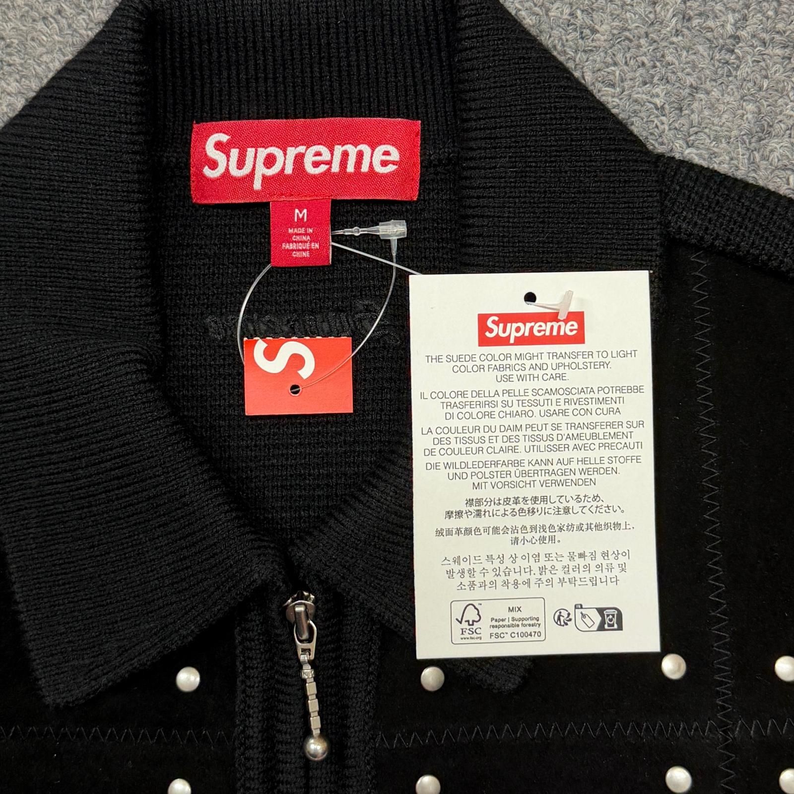 未使用 Supreme 25AW Studded Suede Zip Up Cardigan スタッズスエード 