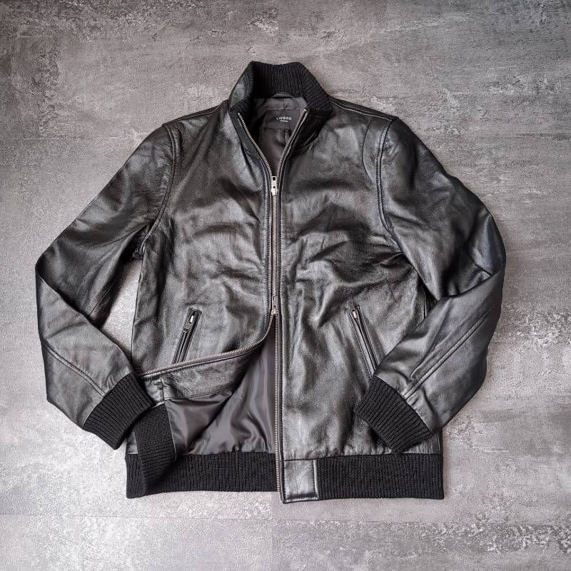 リューグーレザー ズ ラムレザー シングルライダース リブ襟 メンズ M