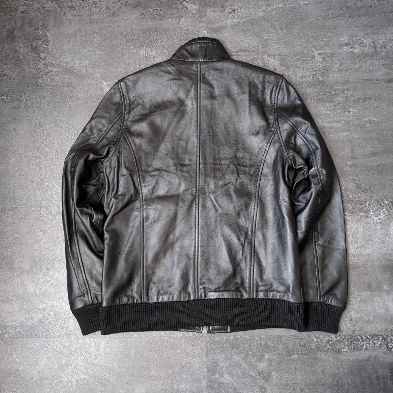 リューグーレザーズ ラムレザーシングル ライダースジャケット M リューグーレザー ズ ラムレザー シングルライダース リブ襟 メンズ M