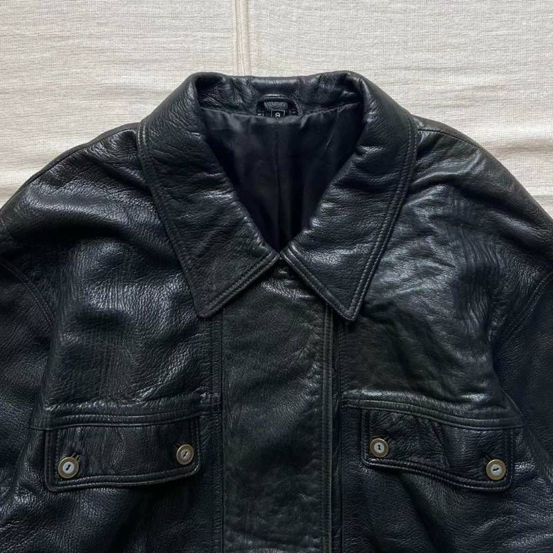 希少 90s vintage ヴィンテージ古着 羊本革 ブラック 黒 リアルレザー