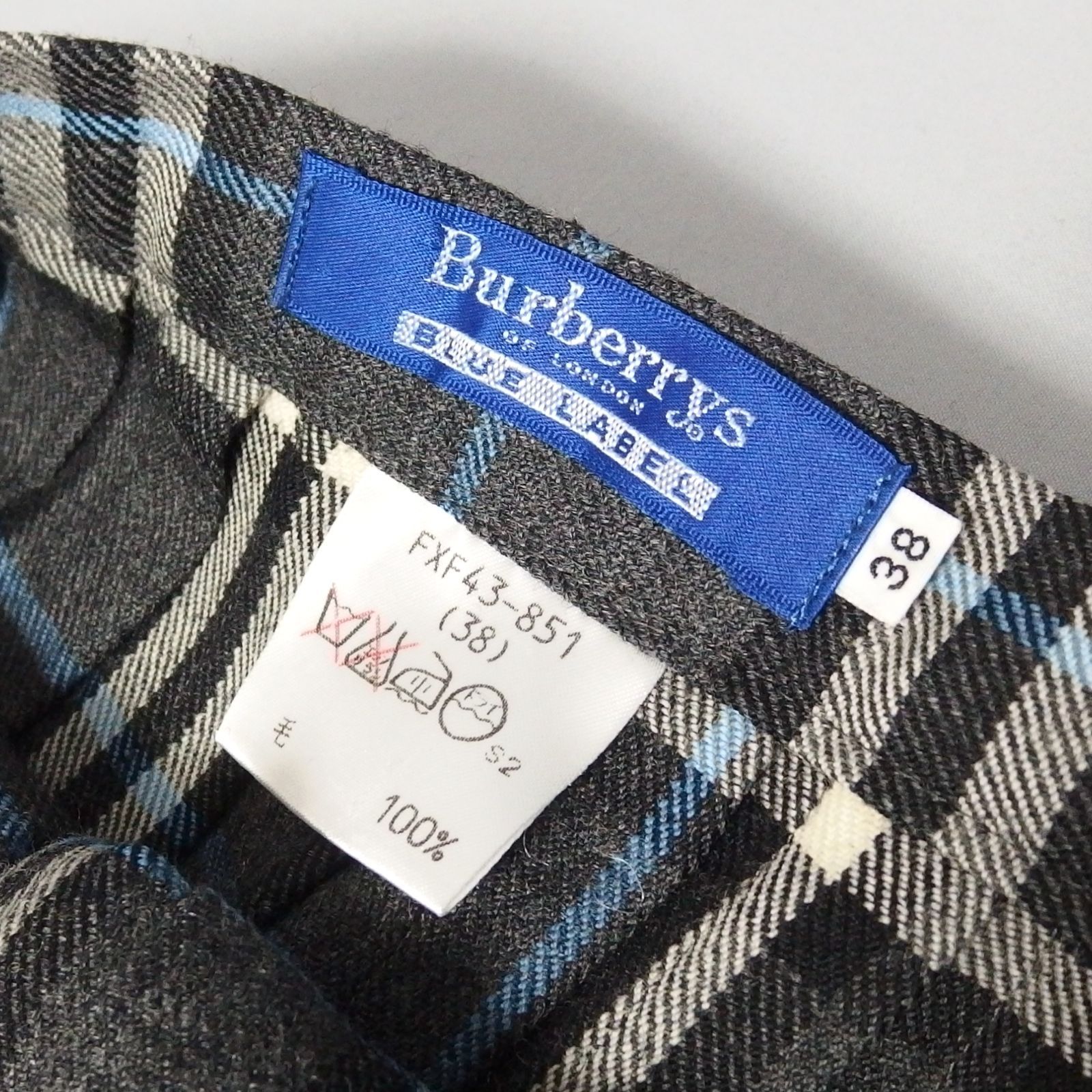 ☆BURBERRY BLUE LABEL ウール100％ ノバチェック ラップ スカート