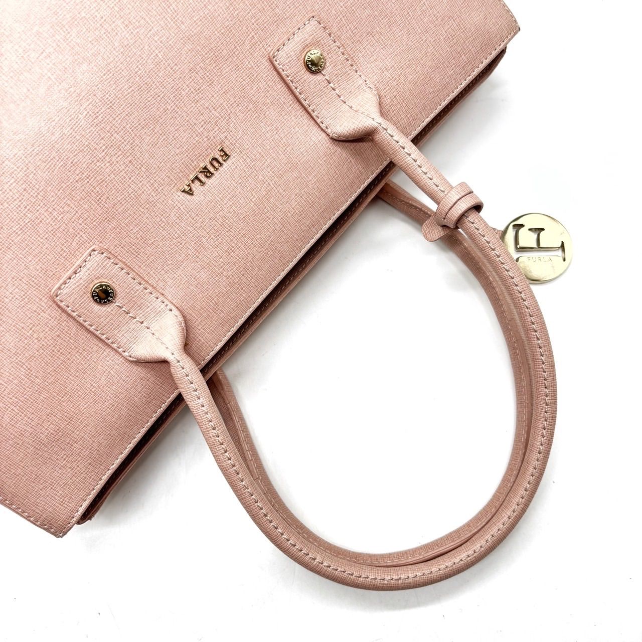 良品】FURLA フルラ ハンドバッグ トート サフィアーノレザー ピンク 