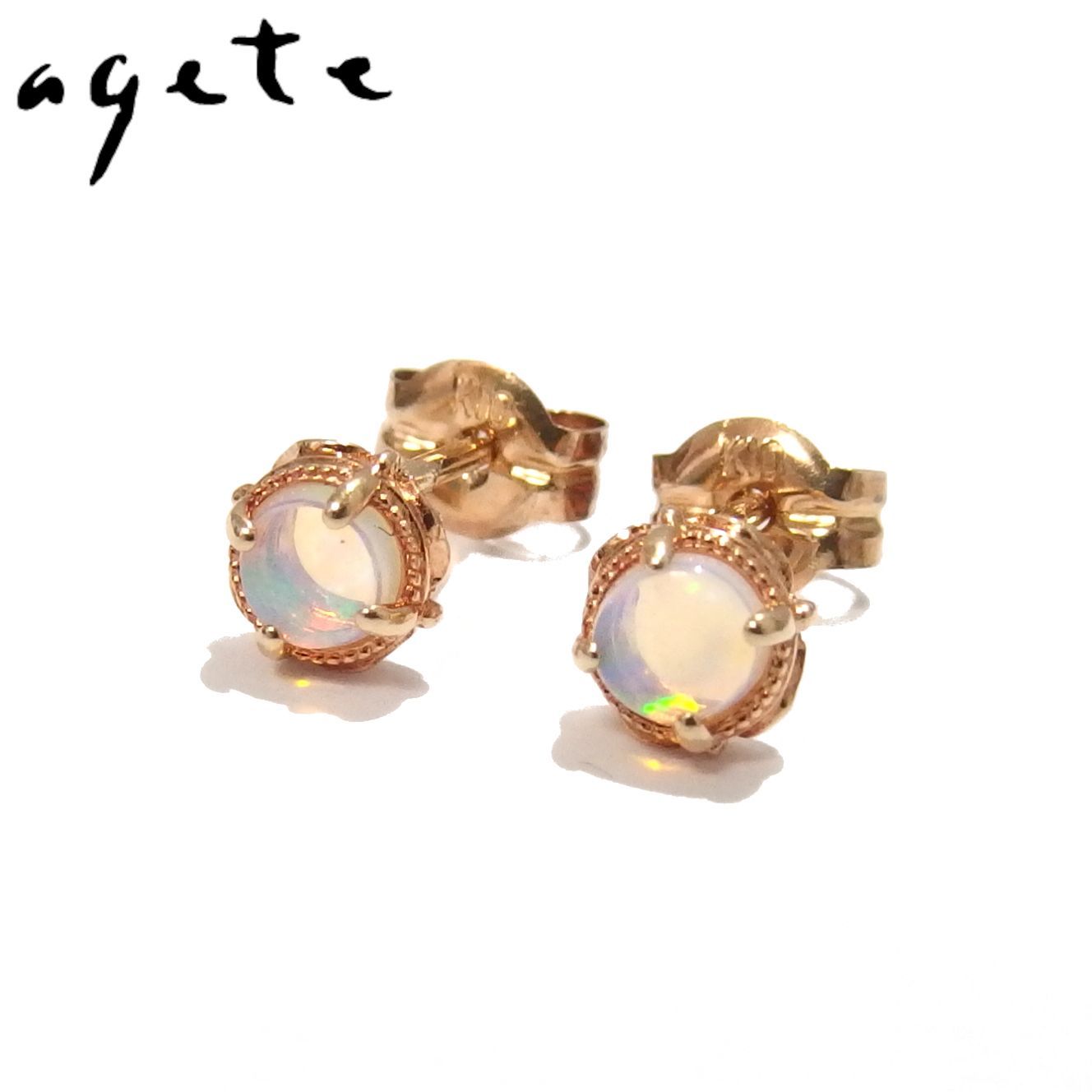 ☆agete K10 オパール ピアス 10103112071 ゴールド アガット☆ - メルカリ