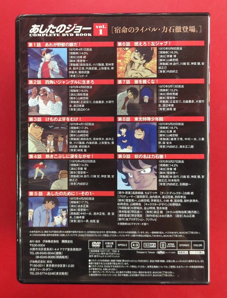 アニメDVD 1期DVDのみ) あしたのジョー COMPLETE DVD BOOK 全8巻セット