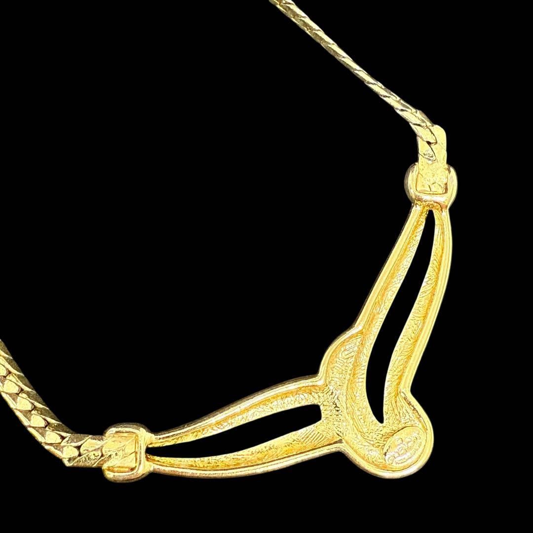 GIVENCHY ジバンシー ゴールドチェーンネックレス ロゴ刻印 ストーン