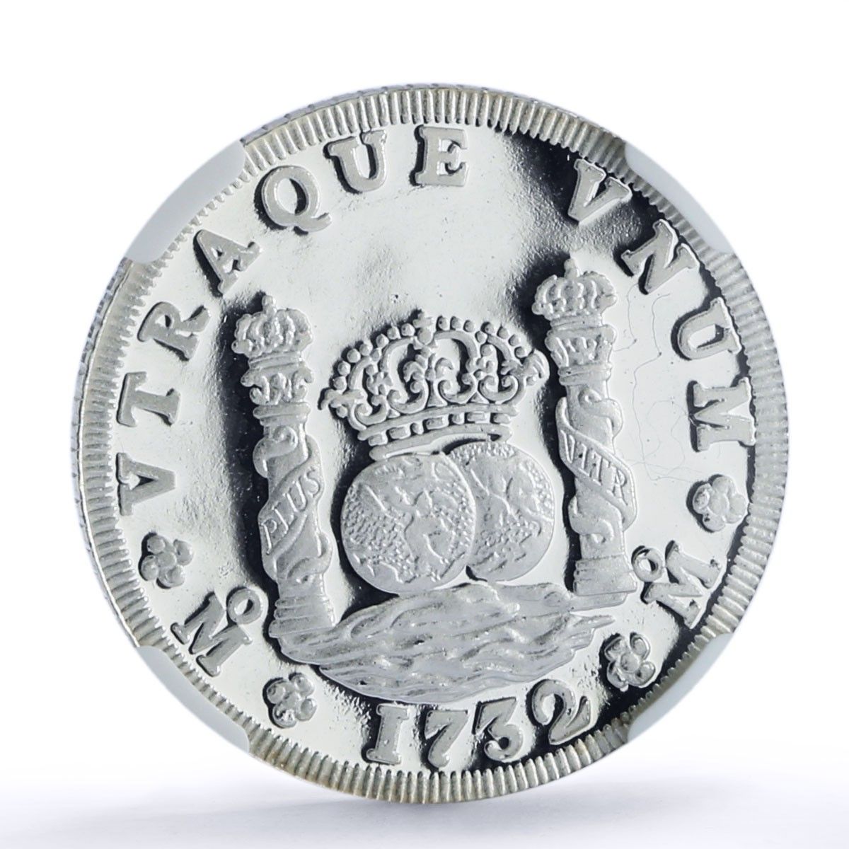 メキシコ ピラードル 8レアル 1732年 再鋳造 1/4オンス PF 69 NGC