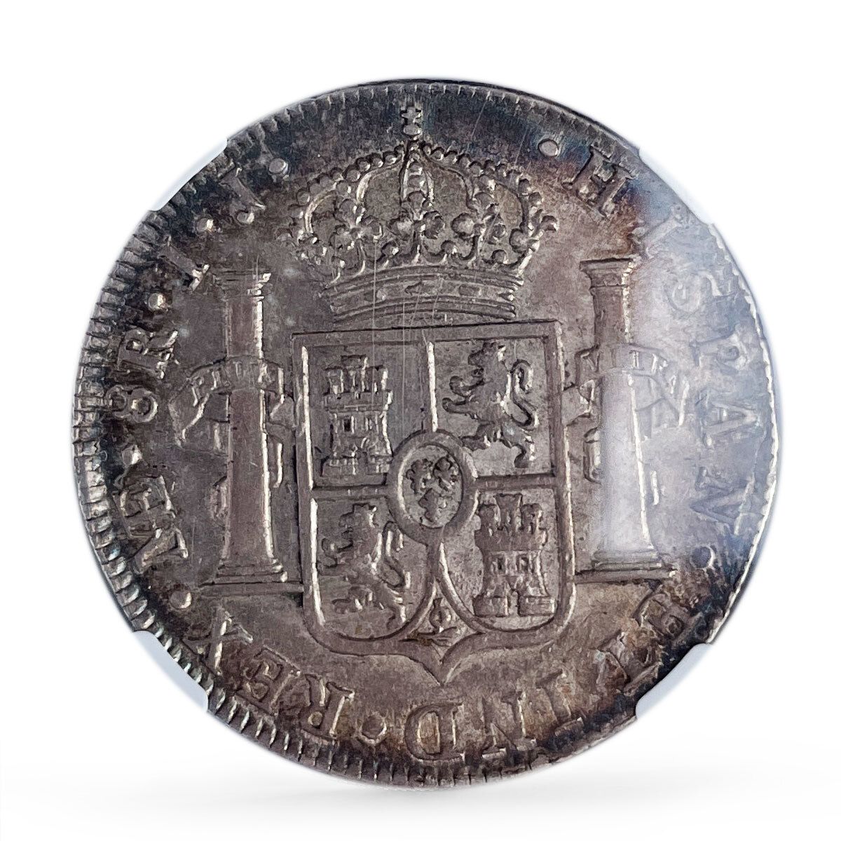 ペルー 8レアル 植民地貨幣 カルロス4世の紋章 AU58 NGC銀貨 1799